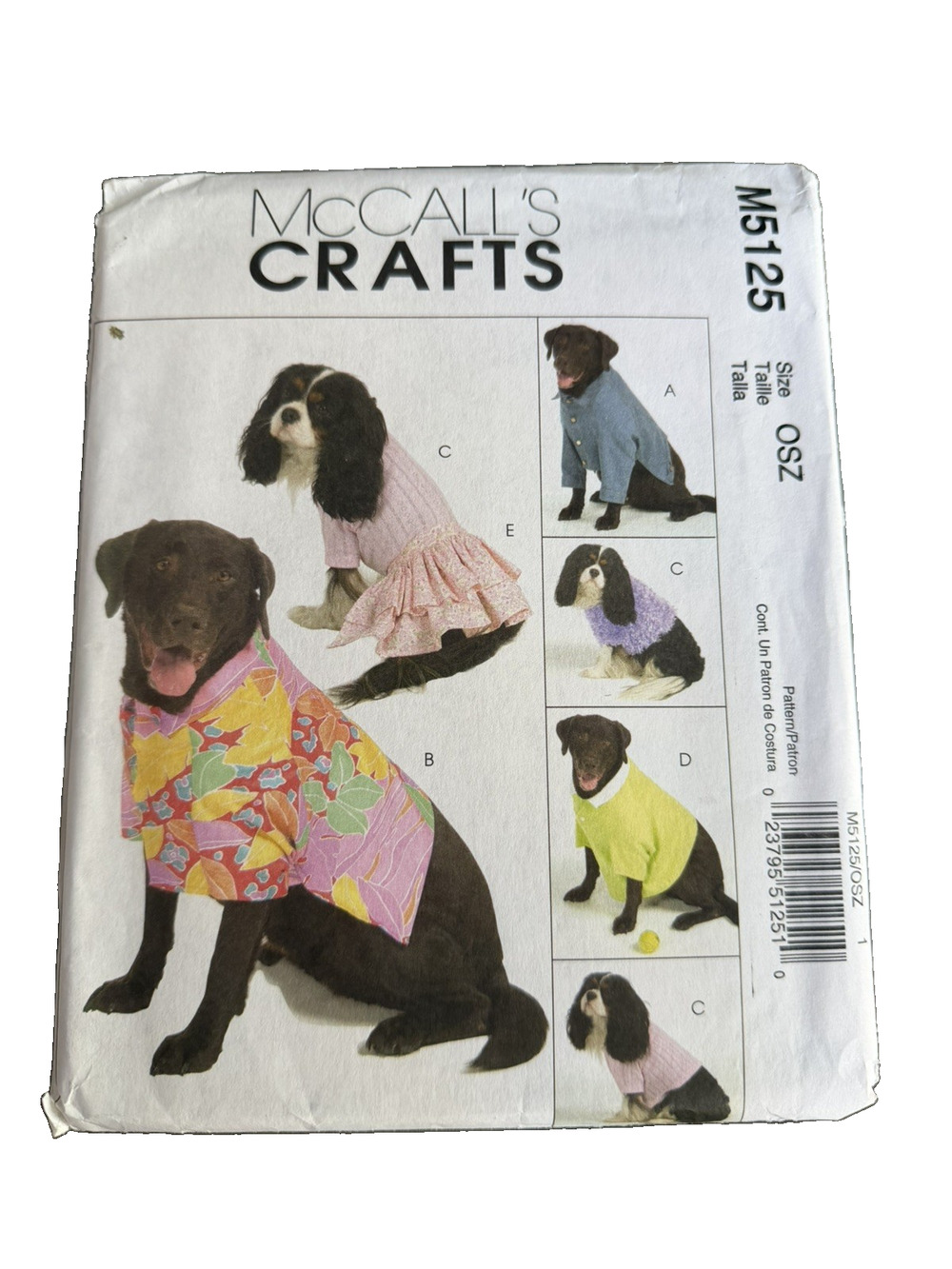McCall’s Crafts M5125 Vintage 2006 pattern Pet Dog Attire Shirts Dress Uncut